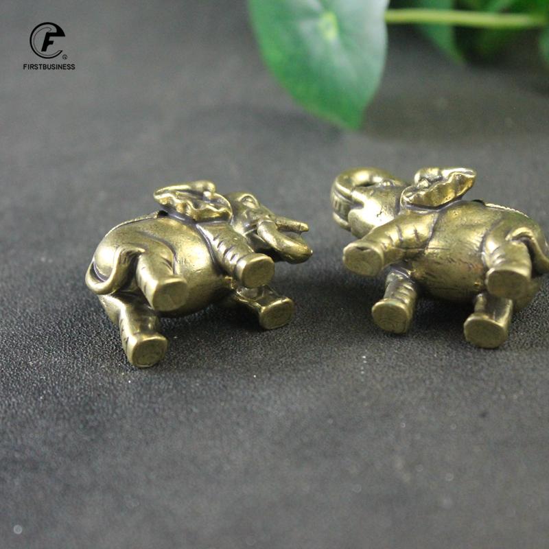 Solid Copper Lucky Elephant Small Ornaments Brass Blessing Elephants Miniature Figurine Antique Bronze Animal Statue Craft Decor