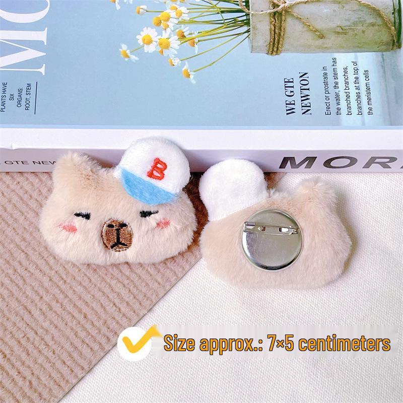 Capybara Plush Keychain with Baseball Cap - Cute Bag Decoration Doll Accessory