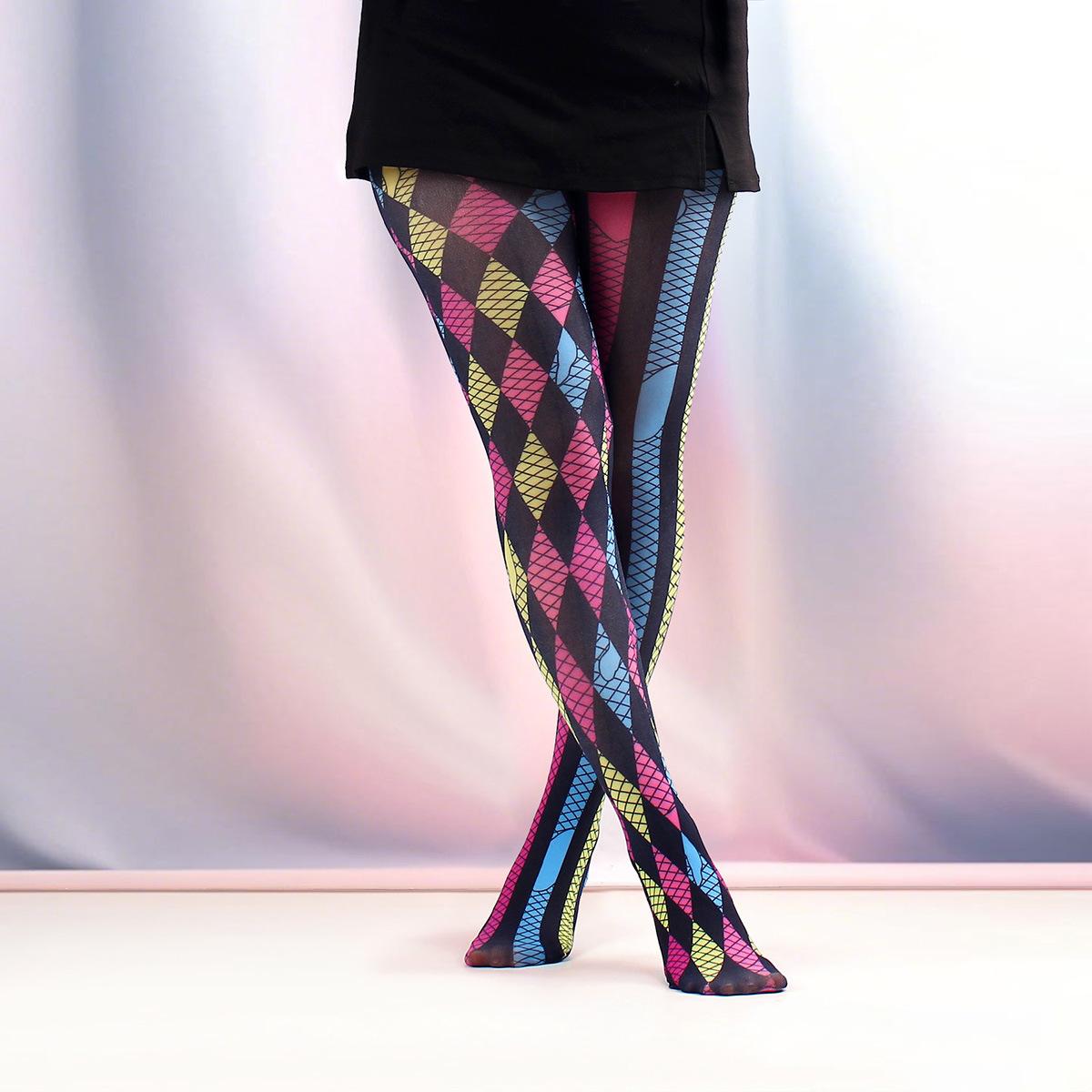 Collants Rétro Imprimés Pour Femmes 17 Styles Bas Collants Féminins Printemps Nouveau Étoile Treillis Longues Chaussettes Collants Colorés One Size white