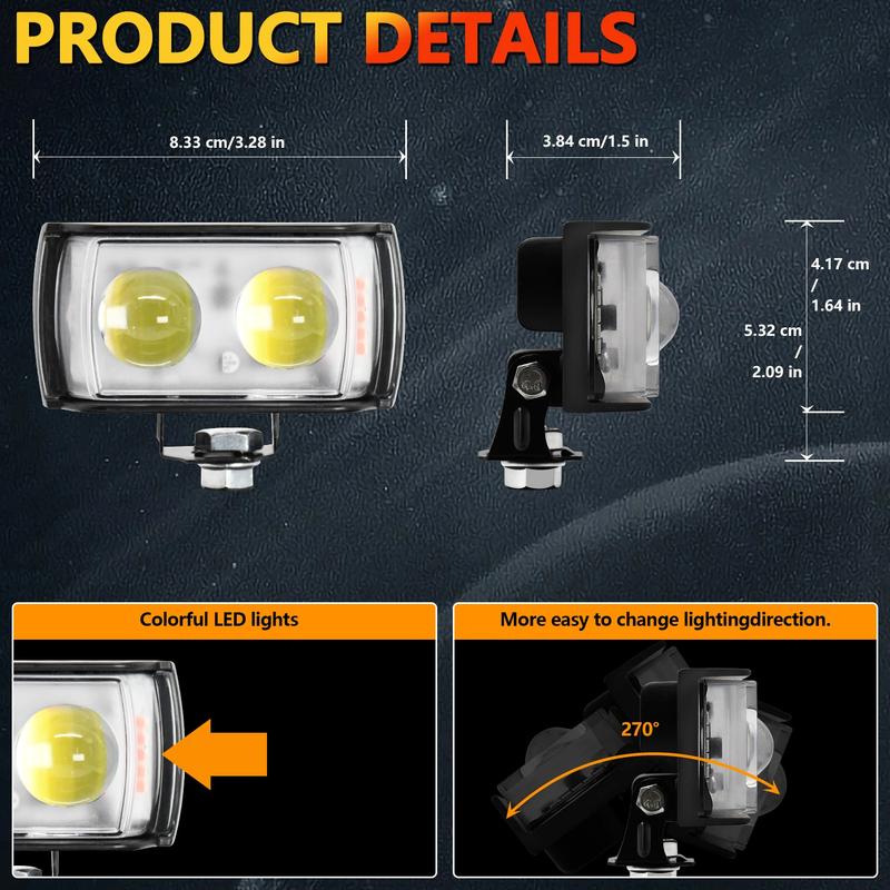Motorcycle LED flasher Driving Fog Light Auxiliary Spotlight  4 Color Light for ATV SUV UTV motorcycle accessories light 12-32V
