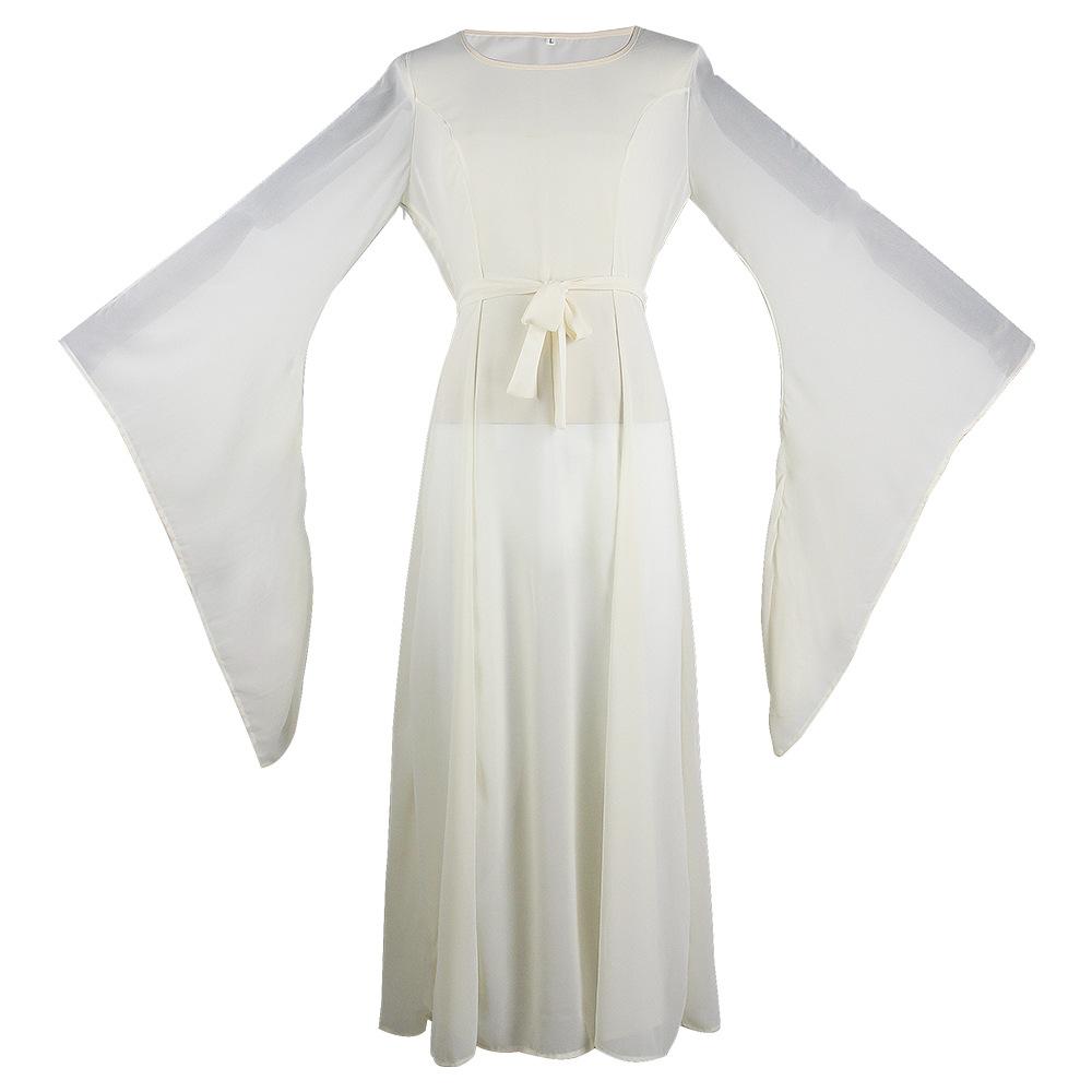 Средневековое европейское платье с рукавами-рожками, шнуровкой, шифоновым маятником, однотонное, длинное, платье принцессы XS