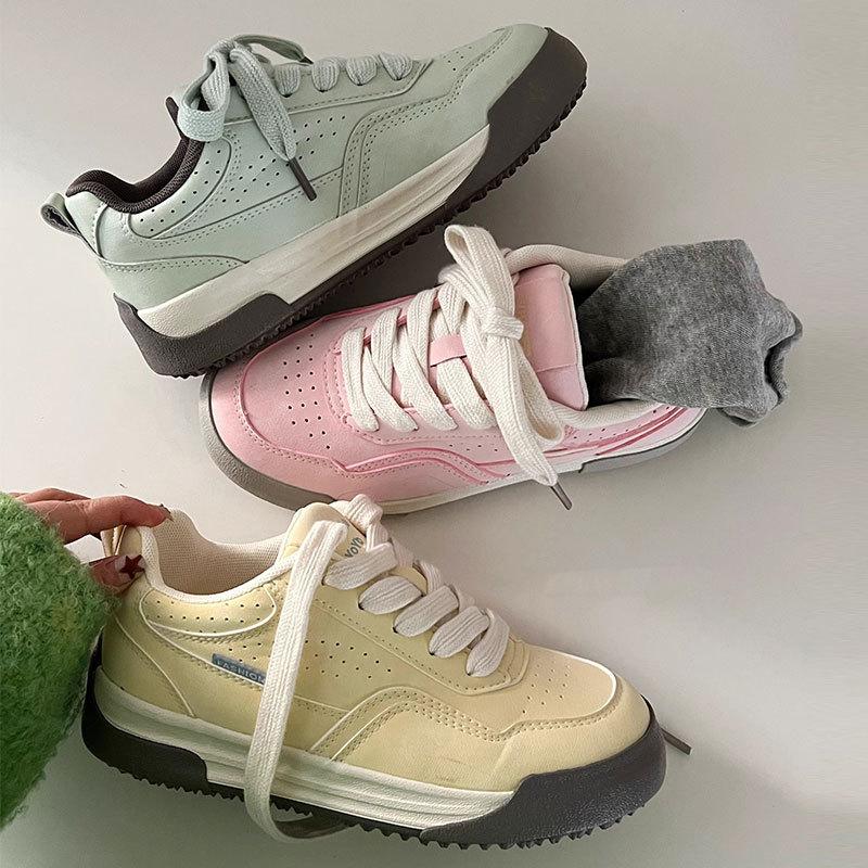 Niche sports and leisure board shoes versatile women's spring new dopamine platform bread shoes