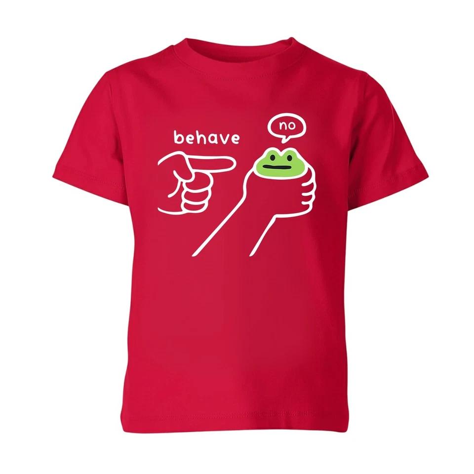 Behave No Funny Dishonest Frog Unisex Kids T shirt Cartoon Meme Quote Gift Tee 5 S