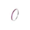 925 Sterling Silber Halbe Ewigkeit Ring für Damen, Rubinrote Farbe Zirkonia Pavé Band, Zierlicher Vergoldeter Jahrestag Geschenk