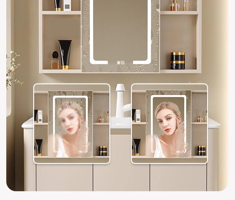 Rounded Corner Bathroom Vanity with Integrated Basin and Aluminum Cabinet
