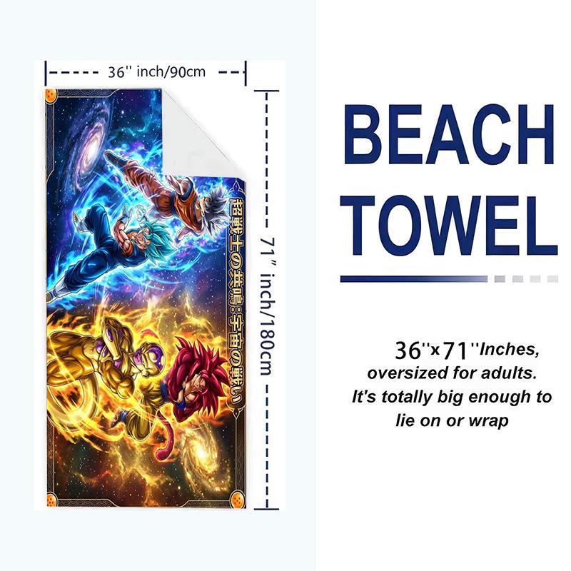 Son-Goku Print Beach Towel, Large Soft Quick Dry Towel for Beach Camping Swimming