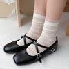 Women's Japanese-Style Lace Trim Mulberry Silk Socks - Sweet, Thin, Mid-Calf, Seamless, Hollow Design for Spring/Summer.