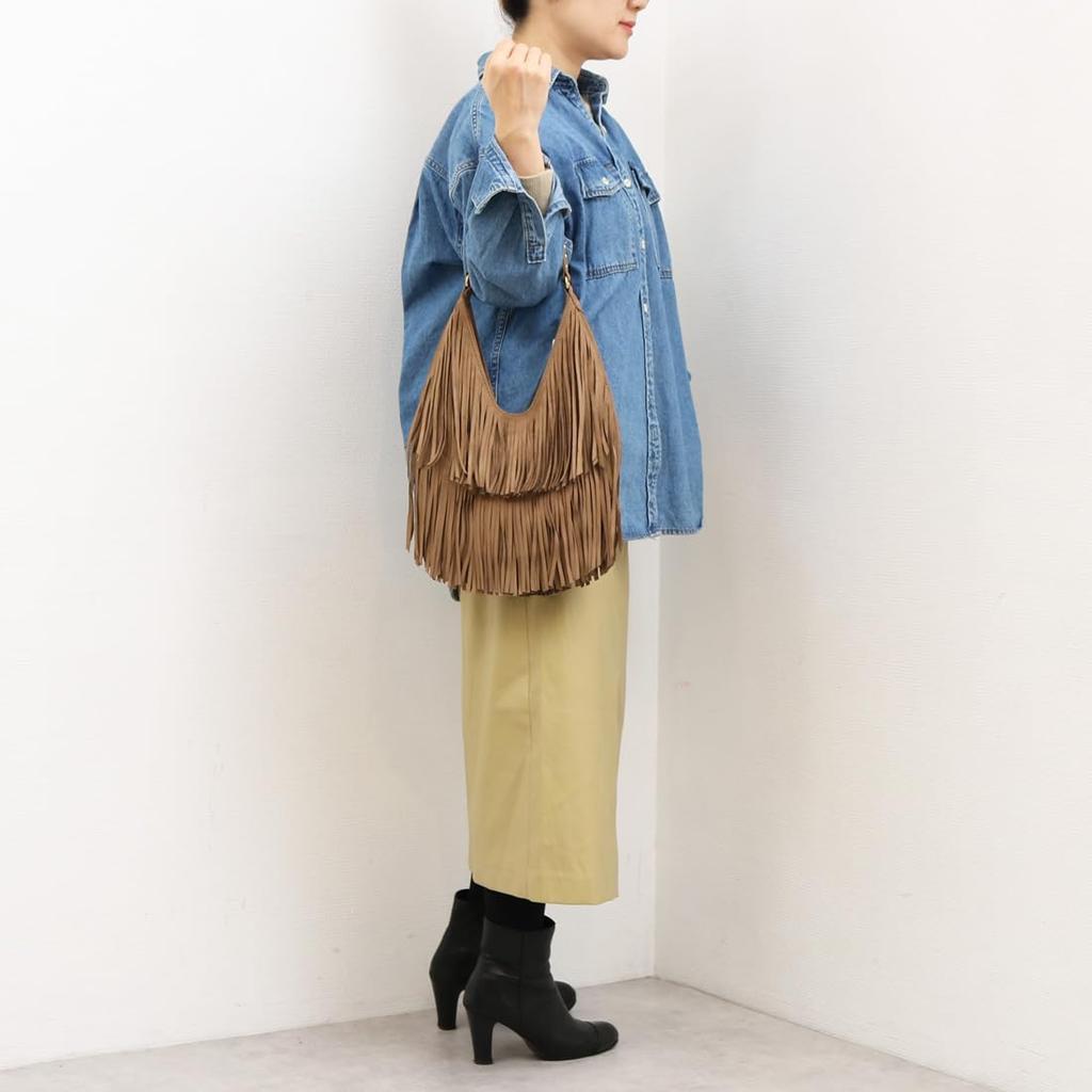 Suede Fringe Semi-shoulder Bag