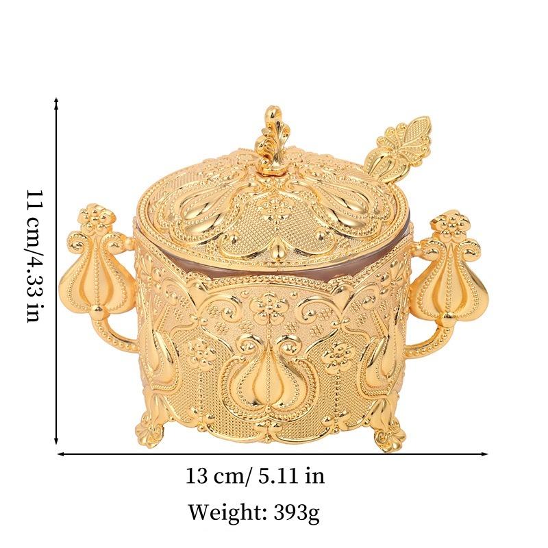 European Style Seasoning Jar,Golden Alloy With lid Spice Container Salt Butter Organizer,Coffee Beans Storage Jar,Kitchen Tools