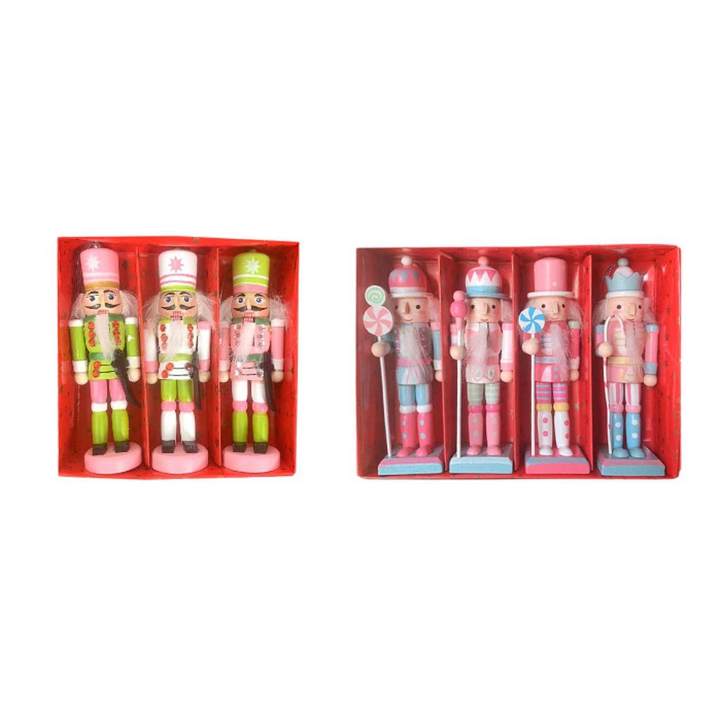 Christmas Decor Craft Stable Base Wooden Nutcracker for Shelf Home Garden