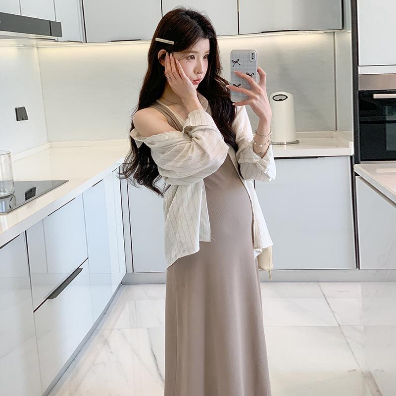 

Korean Style Loose Breathable Sun Protection Maternity Shirt Dress M