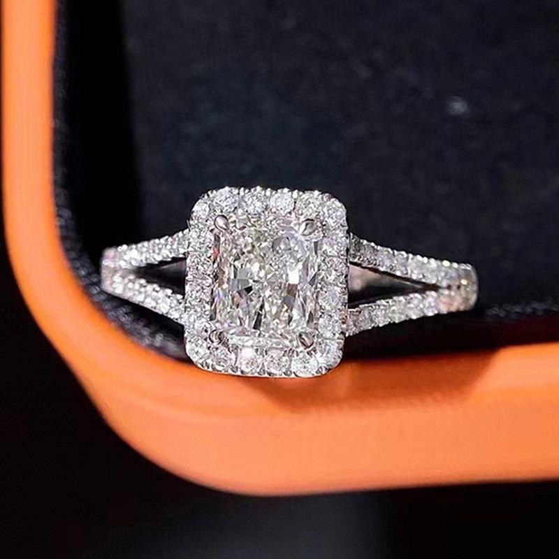 Ny Glitrende Firkantet Geometrisk Design Ringlys Luksus Personlig Mote Stil Forlovelses- og Bryllups Tilbehør