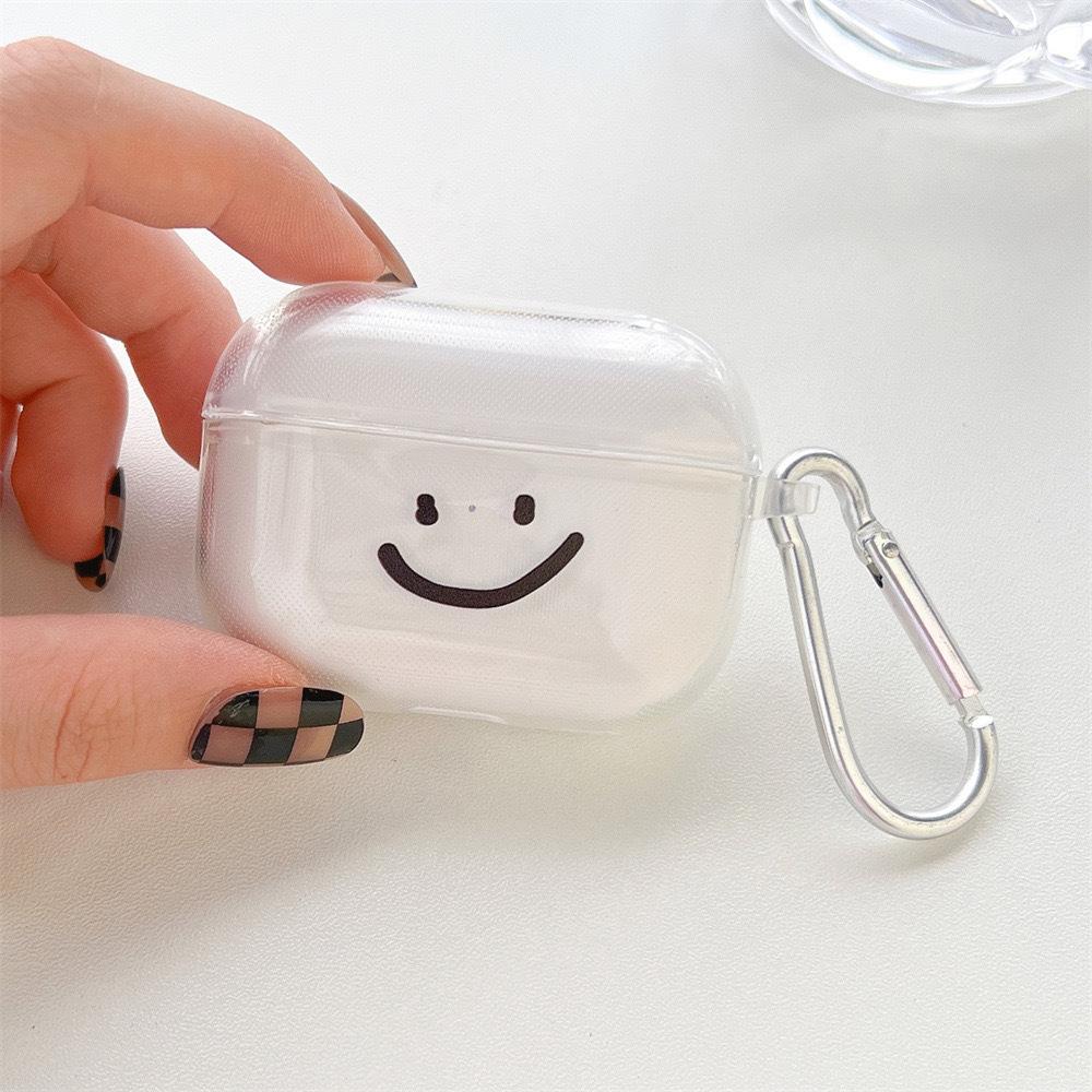 Applicable AirPodsPro1 earphone cover Apple 11th generation cartoon smiley face transparent soft case l Bluetooth earphone cover