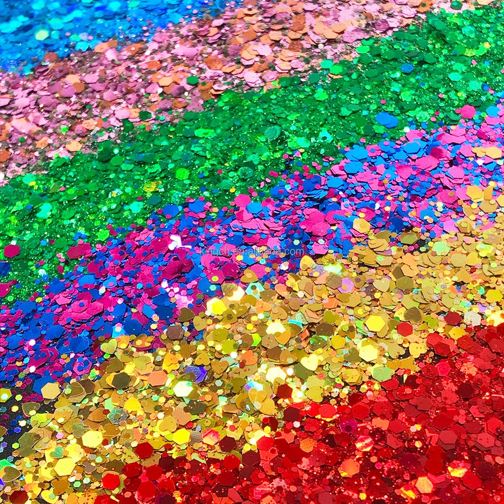 Bulk Christmas Decoration Polyester Glitter Snow Shape Chunky Glitter