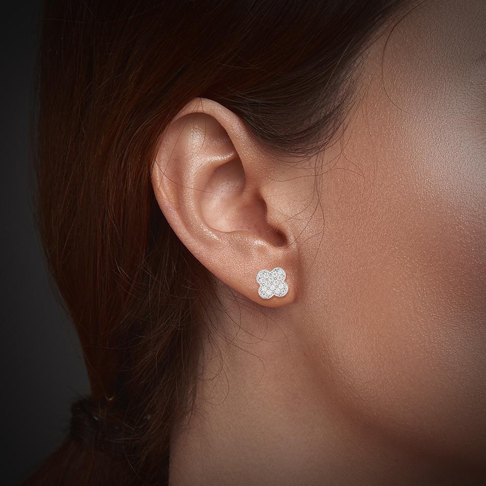 Moissanit Vierblättriges Kleeblatt 925 Sterlingsilber Schraubverschluss Ohrstecker