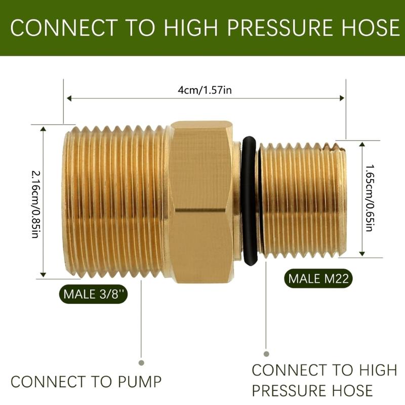High Pressures Washer Brass Adapter 3/8Inch Male To M 22 Quickly Connect Leak Proof Fittings For Gas Power Pump Systems