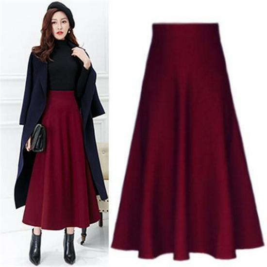2025 High Waist Midi A-line Skirt - Versatile, Slimming, Plus Size, Hips Covering Women's Fashion for Spring, Autumn, Winter