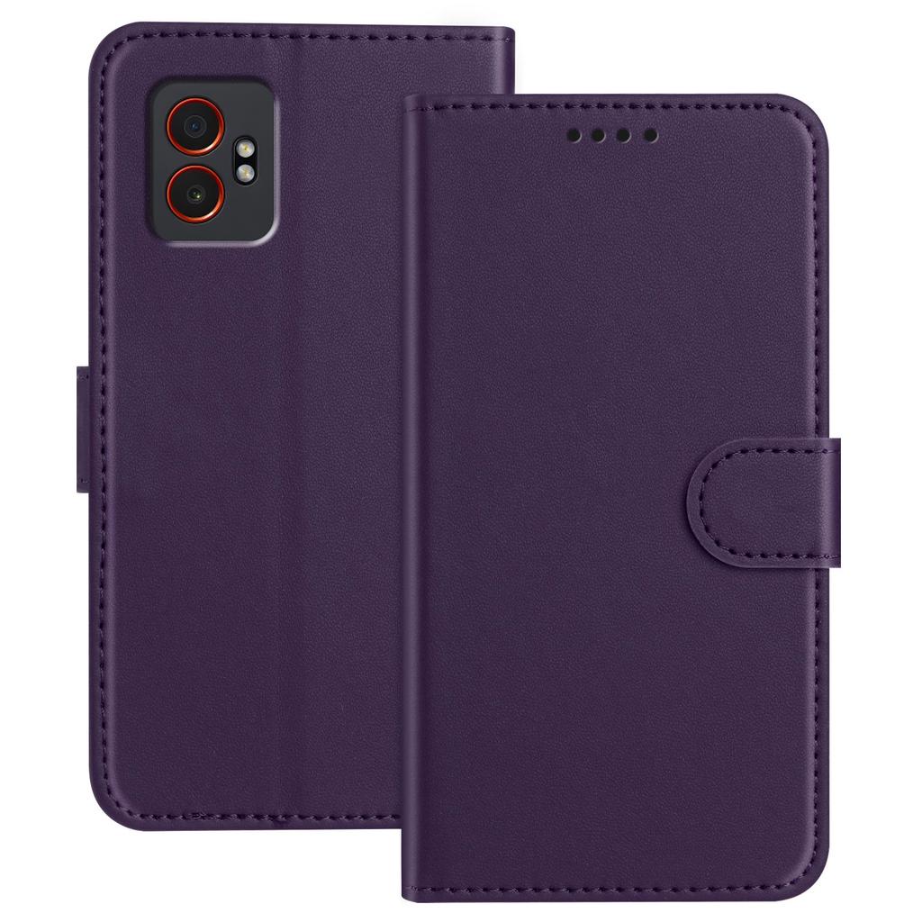 For Samsung Galaxy XCover7 Pro Leather Case Wallet Stand Solid Color Anti Drop Phone Cover