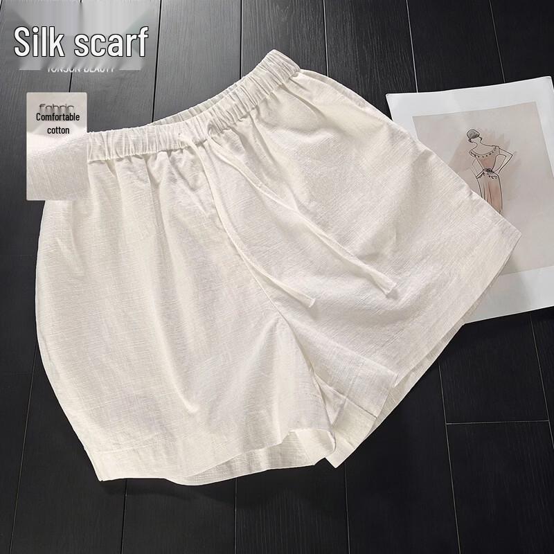Women s Pure Cotton Drawstring Wide-Leg Shorts XL