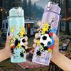 1PC Splash Color Soccer Ball Art Print 750ml Color Plastic Sports Water Bottle Leakproof Flip Straw Lid Suitable for Sports Office Home Use