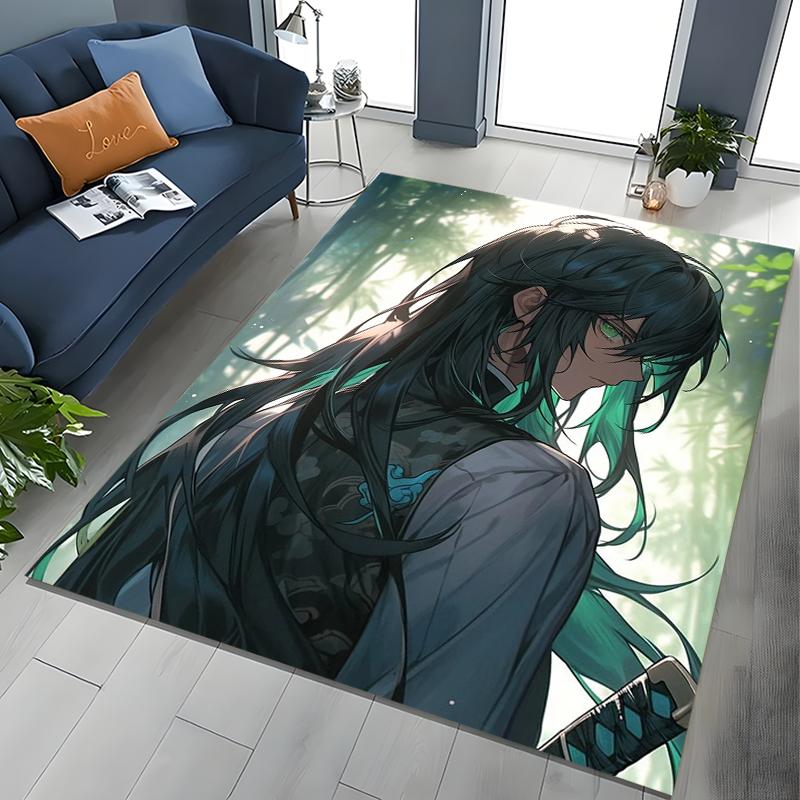2026 New Retro D-Demon-Slayer Cartoon Gift Rug for Bedroom Living Room Sofa Home Doormat Decor , Kids Play Non-slip Floor Mat