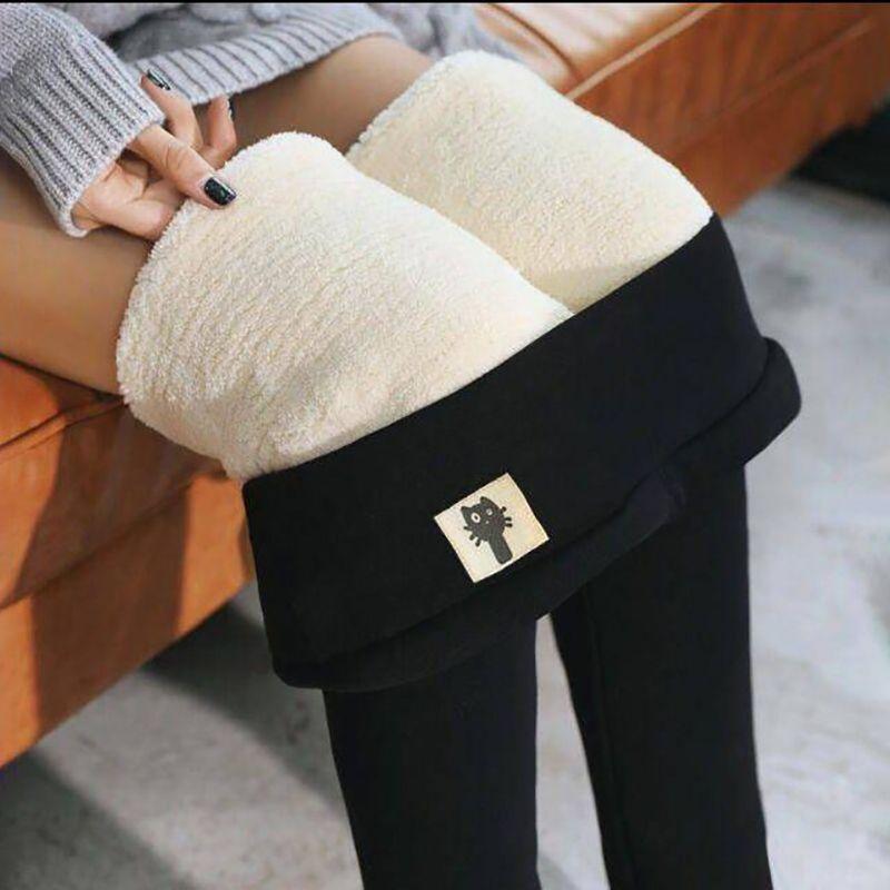 Winter Faux Warm Cashmere Pants High Waist Skinny Thick Women Trousers Leggings