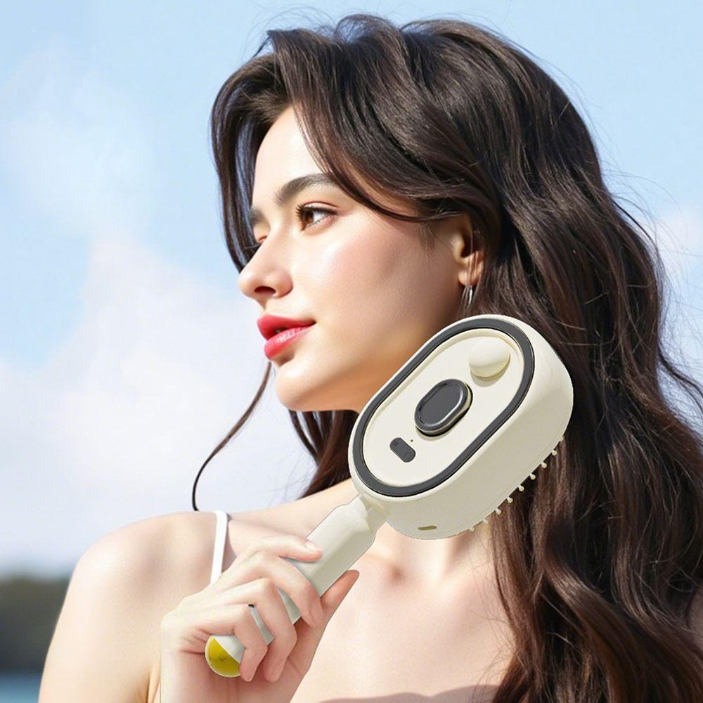 2026 Electric Steaming Hair Straightener Brush Electric Spray Air Cushion Massage Hair Brush Rechargeable Detangling Steam Brush