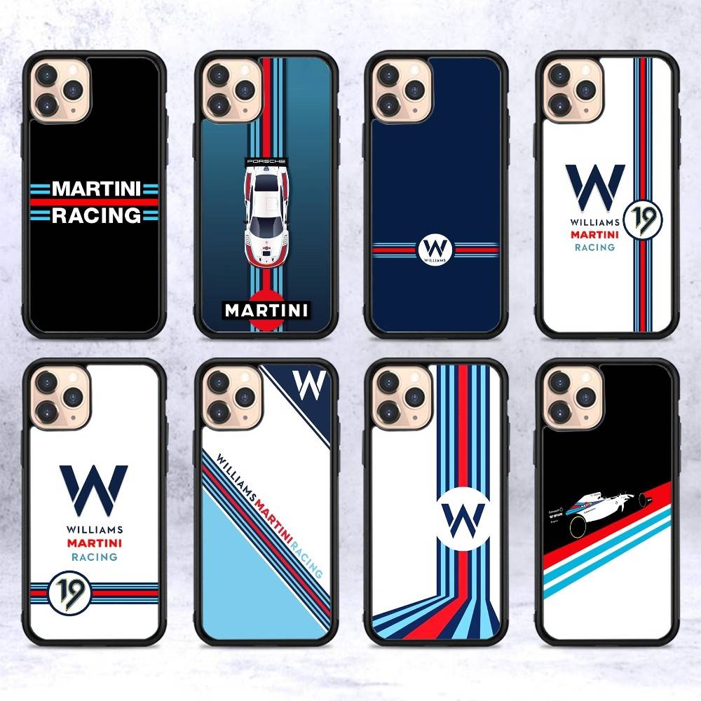 M-Martini Racing Horizontal Stripe PC+TPU Phone Case For IPhone 11 12 13 14 15 16 17 Plus Pro Max Cover