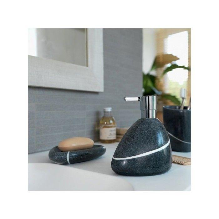 Distributeur de savon - SPIRELLA - Etna - Polyrésine - 14,5 x 13,5 x 8,5cm - Gris