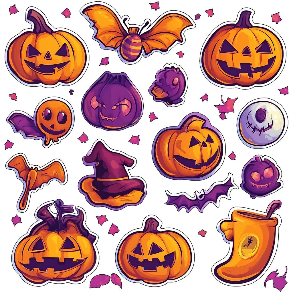 Halloween Sticker Cartoon Graffiti Style, Multi-Scene Application Texture Personalized Sticker
