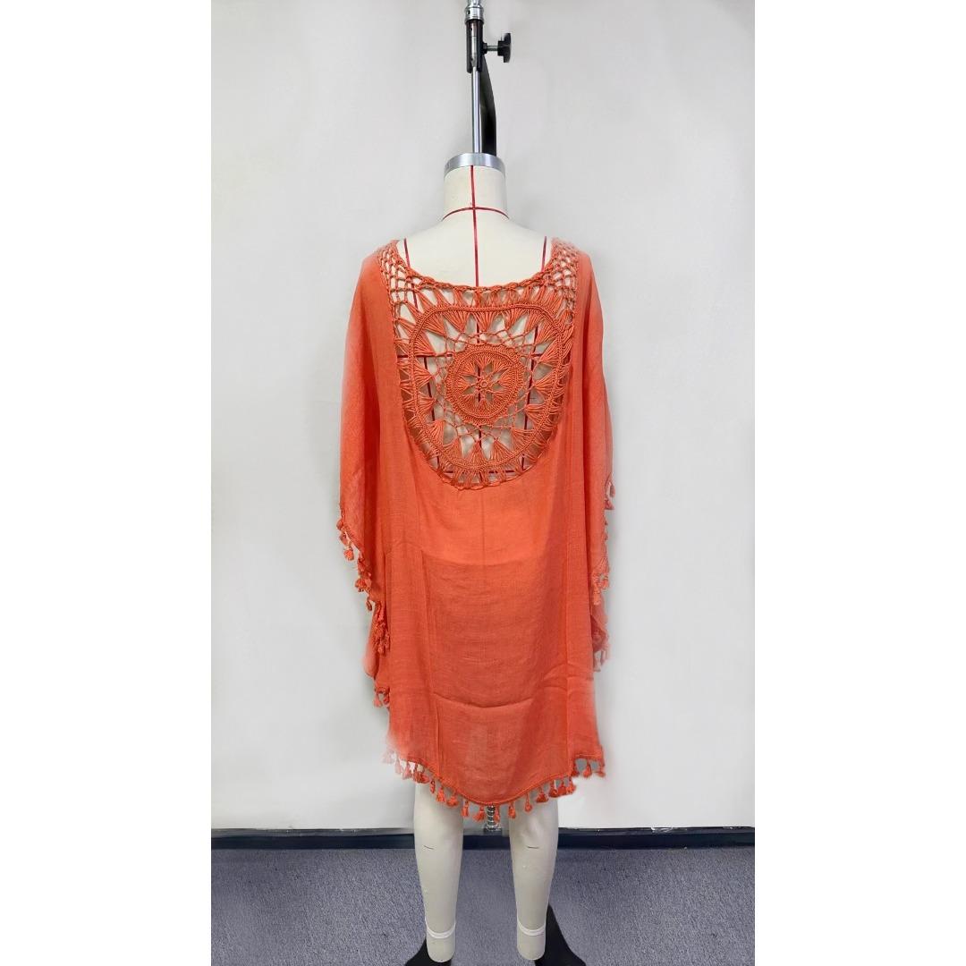 

Женские модные летние весенние однотонные пляжные платья с круглым вырезом и рукавами 1/2, наки и парео One Size оранжевый