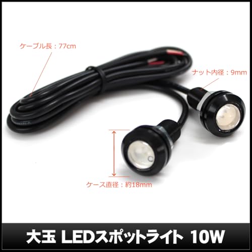 Kaito Denshi LED Eagle Eye Daytime Running Light, Car, Motorcycle, Spotlight, Auxiliary Light, Large Ball, Recessed Type, High Brightness, Waterp