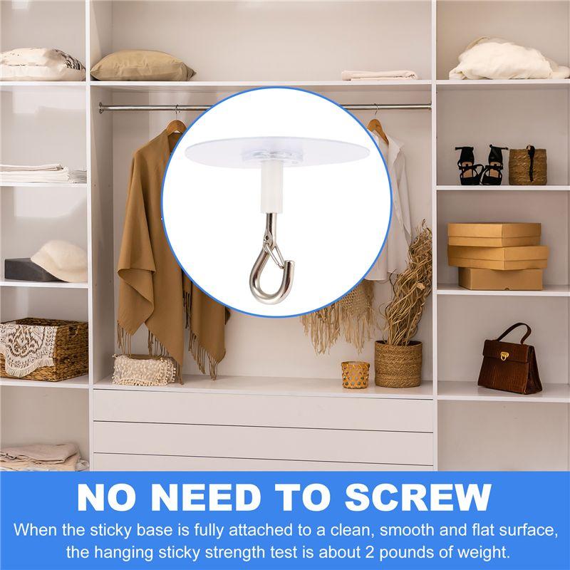 A34R Stick Ceiling Hooks Heavy Duty Self-Adhesive Water Resistant Hooks For Ceiling Multifunctional Hooks For Wind Chimes