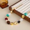 Stone Colorful Resin Necklace Bead Clavicle Chain Retro Beads Short Choker  Party