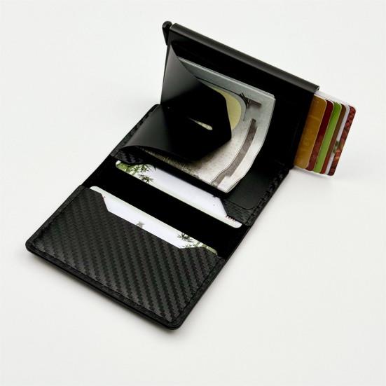 Men Pop-up Wallet RFID Blocking Card Holder Anti-Theft Slim Aluminum Alloy Wallet Pocket Wallet for Cash Credit Cards
