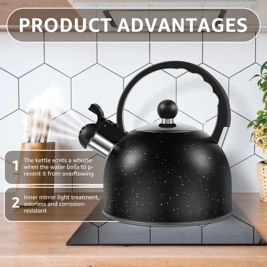 Whistling Kettle Gas Induction Cookers 2L Stove Top Kettle Stainless Steel Stove Top Tea Kettle Rapid Boiling Stove Top Tea Pots