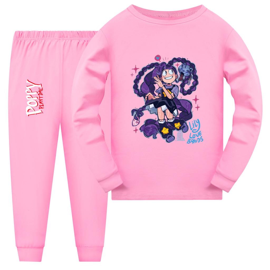 

5625 Kids Girls Lily Lovebraids Sleepwear Pajamas Long Sleeves Top T-shirt Pants Sets 170cm