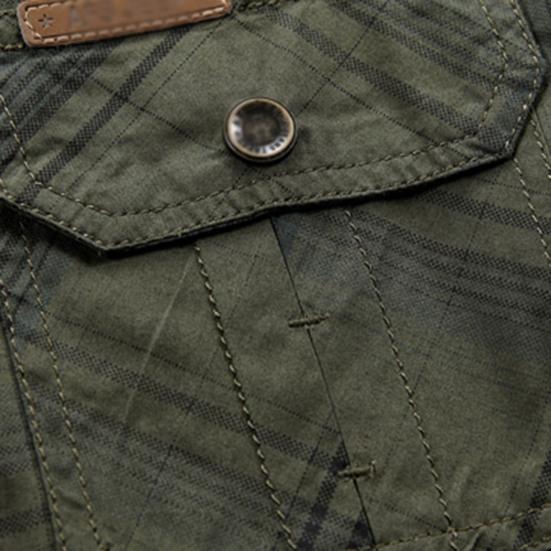 Cămașă bărbați în carouri buzunare de vară Cămașă cu guler răsturnat pentru birou