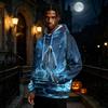 Men's Halloween Print Hoodie Long Sleeve Pullover Sweatshirt Casual Top