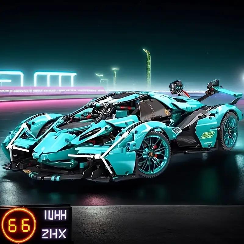 Non-Toxic 1269-Piece Blue Car Assembly Set Stylish Sports Car Model Suitable For Various Scenes Valentine'S Day/Birthday Gift