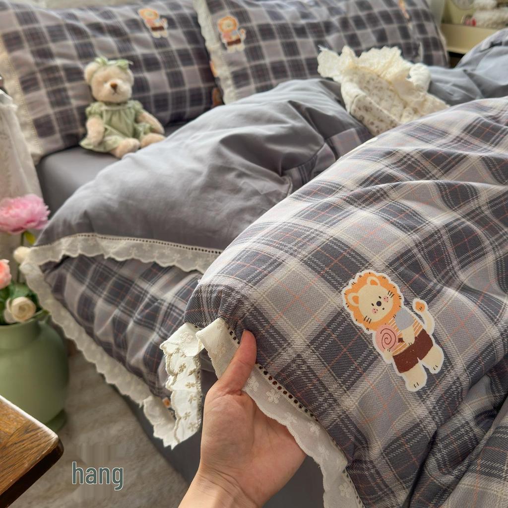 100% Cotton Extra Thick Warm Flannel Lace Winter Set - 4 Pieces