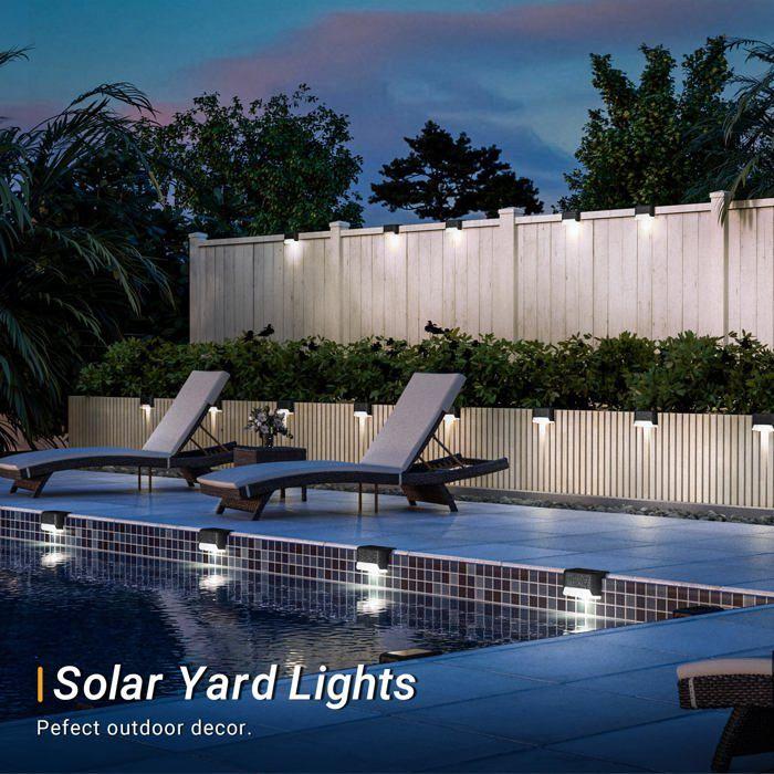 Lot de 8 lampes solaires étanches pour clôture, escaliers, clôture, cour, terrasse et chemin (noir, blanc)