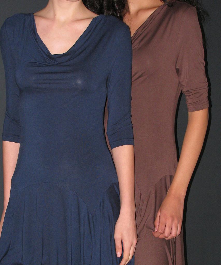Partimento Woman Cowl Neck Asymmetrical Jersey Dress_Brown