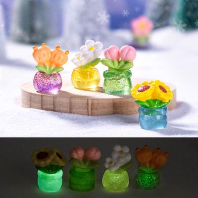 Cute Cartoon Fine Luminous Flower Potted Plant Decoration Hanging Accessories Mini Desktop Micro-landscape Small Ornaments