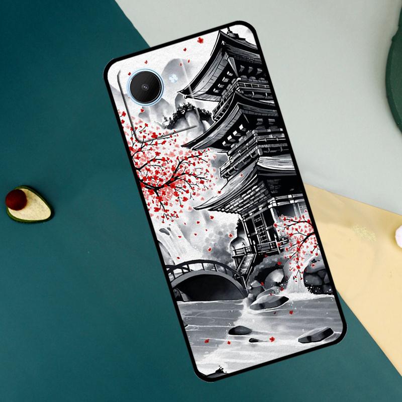 

Japanese Art Temple Sakura For Realme GT7 Pro GT6 C67 C65 C63 C61 C55 C53 C51 C35 C71 C75 11 12 13 14 15 Pro Plus Case Realme C51