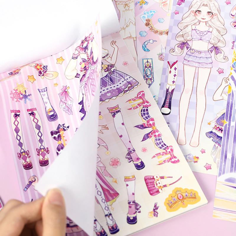 Cartea cu autocolante pentru machiaj și îmbrăcăminte Xinmo Princess pentru fete
