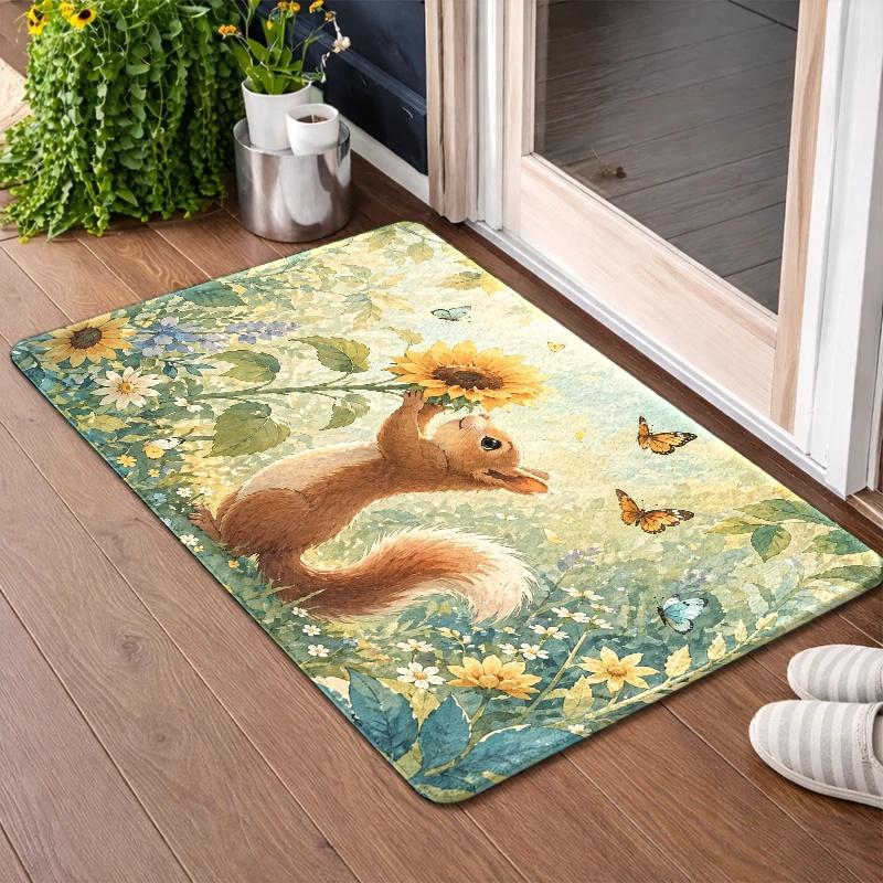 Gangsta'S Paradise Floral Doormat Material Machine - Washable Entrance Rug, Durable & Stain - Resistant. Suitable For Front D