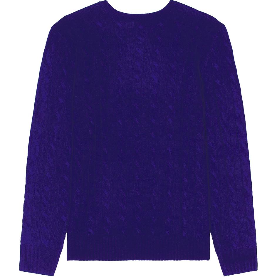 Polo Ralph Lauren Solid Color Logo Embroidered Crew Neck Pullover Sweater Men sweater Purple 710876762-024