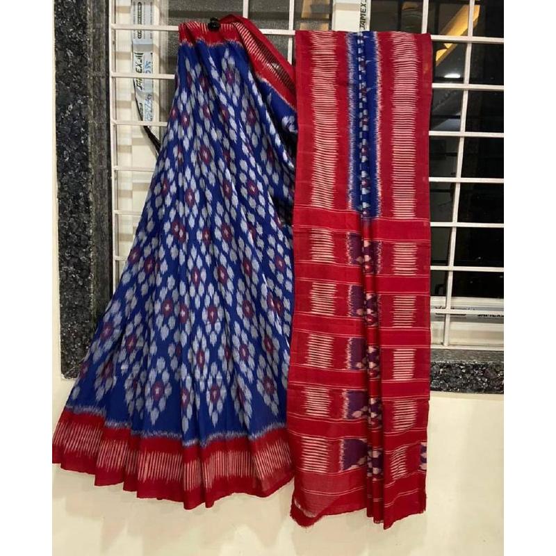 

Женское однотонное льняное сари с тканой каймой Lucknowi и блузкой