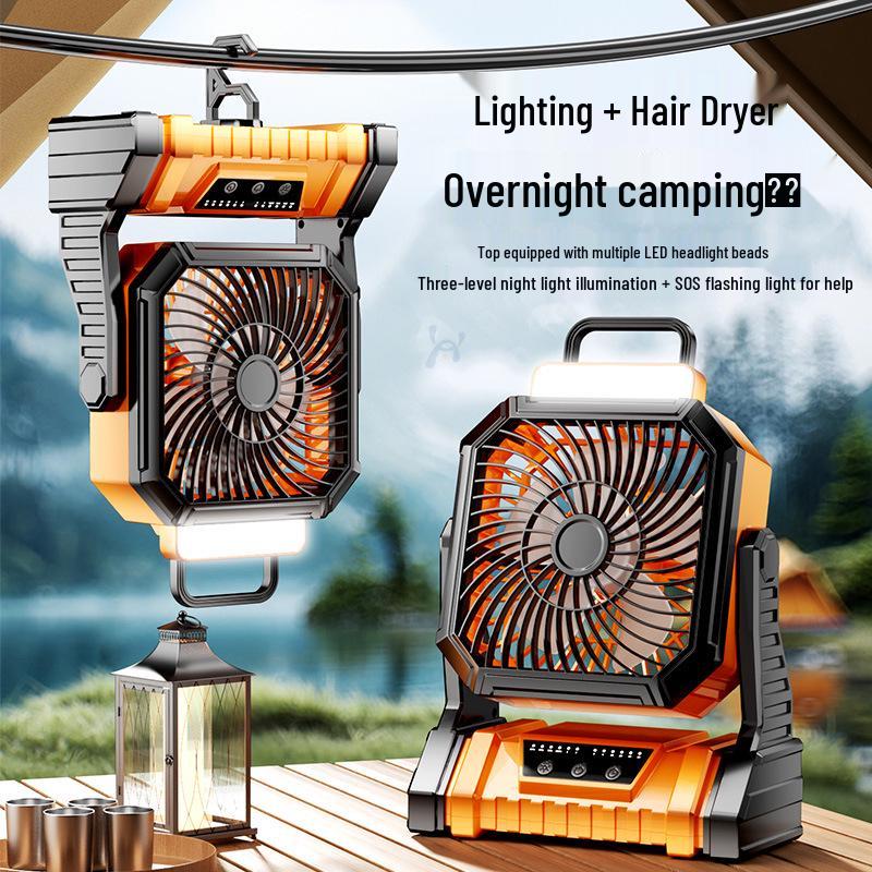 Portable Rechargeable USB Fan with Light for Camping, Outdoor Activities, and Fishing